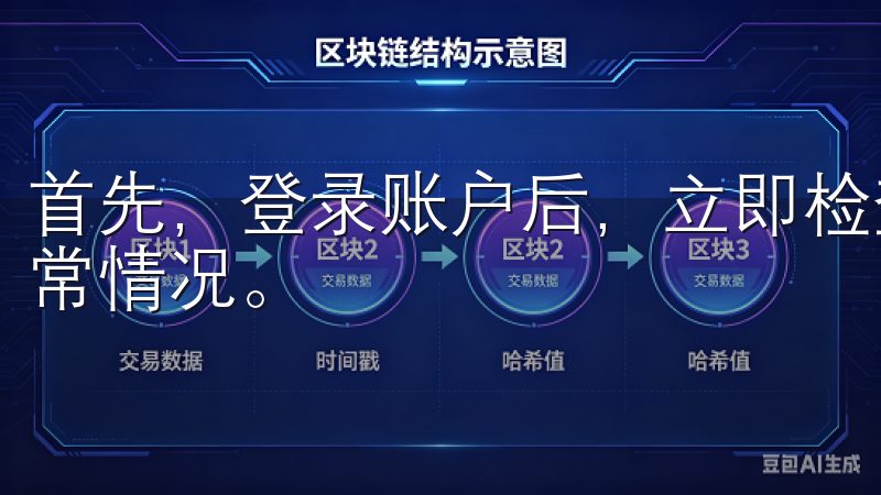首先，登录账户后，立即检查账户余额和交易记录，确保没有异常情况。