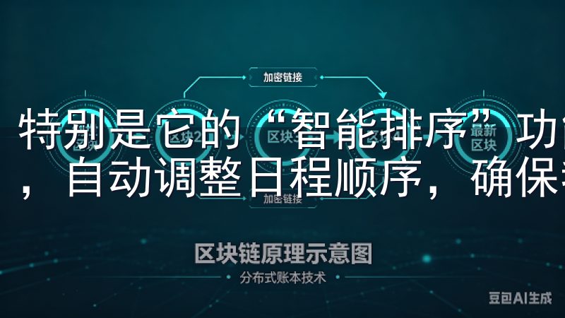 特别是它的“智能排序”功能，能够根据我的优先级和时间安排，自动调整日程顺序，确保我不会错过任何重要的事项。