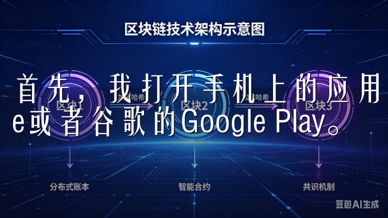 首先，我打开手机上的应用商店，比如苹果的App Store或者谷歌的Google Play。