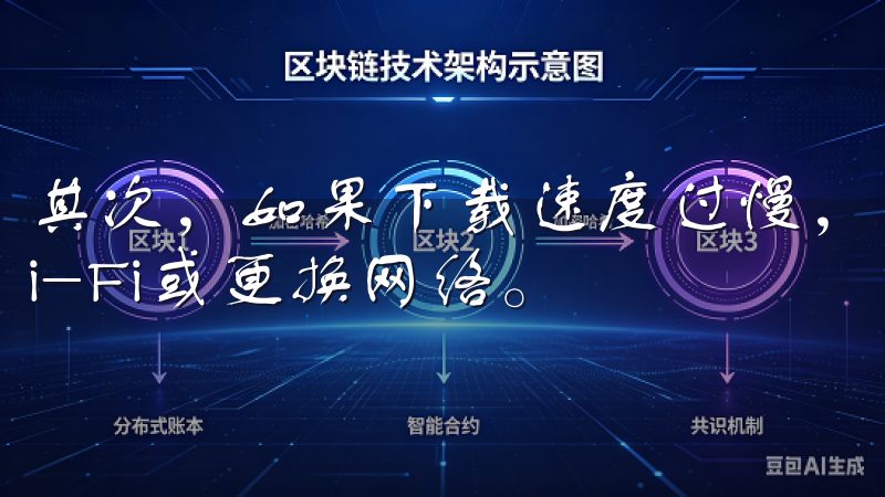 其次，如果下载速度过慢，建议你检查网络连接，尝试切换到Wi-Fi或更换网络。