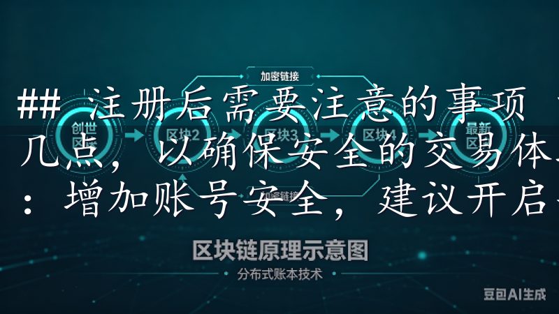 ## 注册后需要注意的事项 注册成功后，用户需要注意以下几点，以确保安全的交易体验： 1. **开启双重验证**：增加账号安全，建议开启手机验证或App验证。