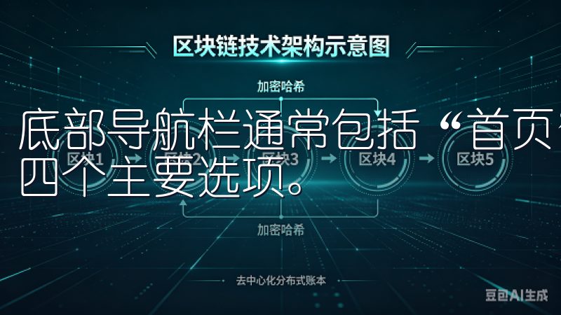 底部导航栏通常包括“首页”、“市场”、“交易”和“我的”四个主要选项。