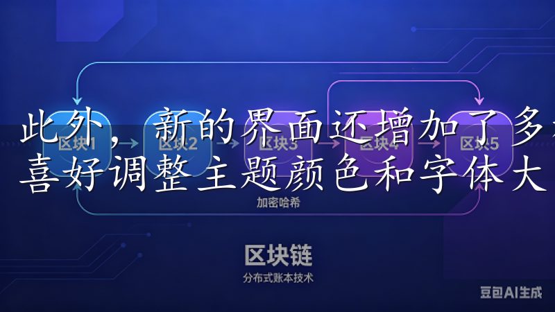 此外，新的界面还增加了多种个性化设置，用户可以根据自己的喜好调整主题颜色和字体大小。