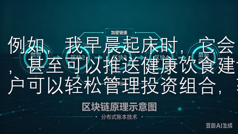 例如，我早晨起床时，它会自动调节室内温度，提醒我调整日程，甚至可以推送健康饮食建议借助先进的技术和强大的工具，用户可以轻松管理投资组合，获取实时市场数据。