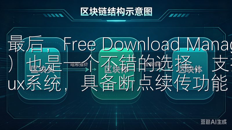 最后，Free Download Manager（FDM）也是一个不错的选择，支持Windows、Mac和Linux系统，具备断点续传功能，非常适合大文件的下载。