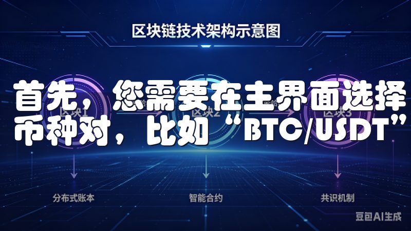 首先，您需要在主界面选择“交易”板块，接着选择想要交易的币种对，比如“BTC/USDT”。