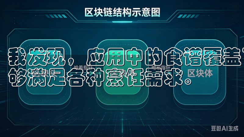 我发现，应用中的食谱覆盖了中餐、西餐、甜点等多个类别，能够满足各种烹饪需求。