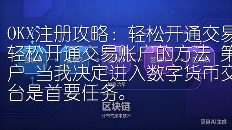 OKX注册攻略：轻松开通交易账户的方法 OKX注册攻略：轻松开通交易账户的方法 第一步：访问OKX官网并注册新账户 当我决定进入数字货币交易市场时，选择一个可靠的交易平台是首要任务。