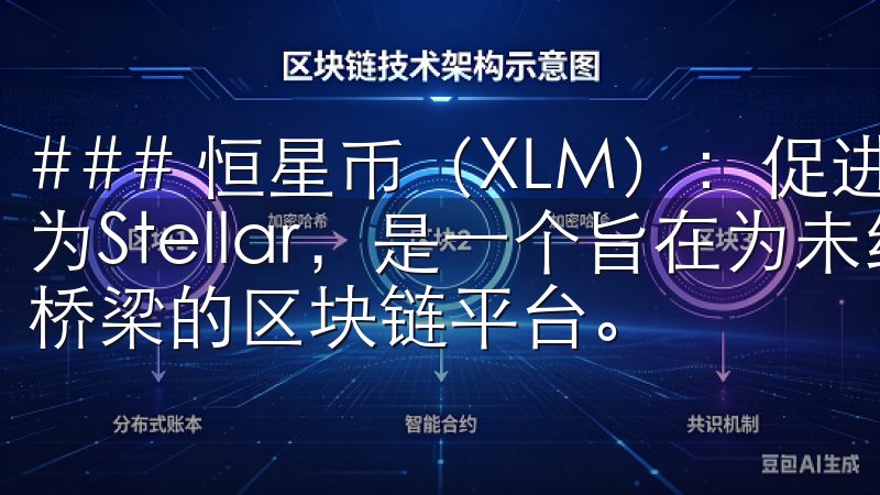 ### 恒星币（XLM）：促进跨境交易的桥梁 恒星币又称为Stellar，是一个旨在为未经银行服务的人们搭建金融桥梁的区块链平台。