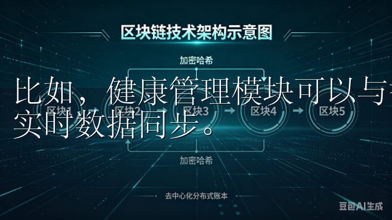 比如，健康管理模块可以与智能手环、体重秤等设备连接，实现实时数据同步。