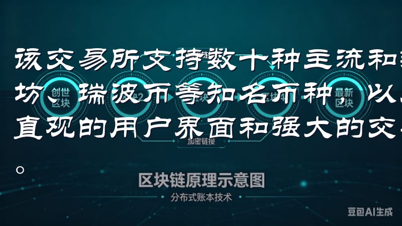 该交易所支持数十种主流和新兴的虚拟货币，包括比特币、以太坊、瑞波币等知名币种，以及一些具有潜力的小众币种平台拥有直观的用户界面和强大的交易工具，适合新手和专业交易者使用。