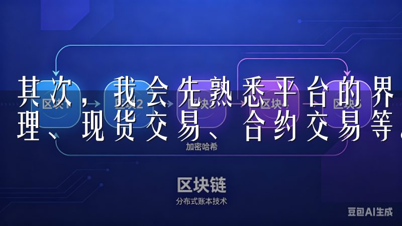 其次，我会先熟悉平台的界面布局，找到主要功能区，如资产管理、现货交易、合约交易等。