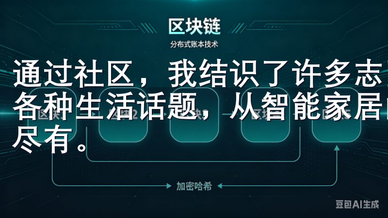 通过社区，我结识了许多志同道合的朋友，我们经常在线上讨论各种生活话题，从智能家居的使用技巧到健康饮食的建议，应有尽有。